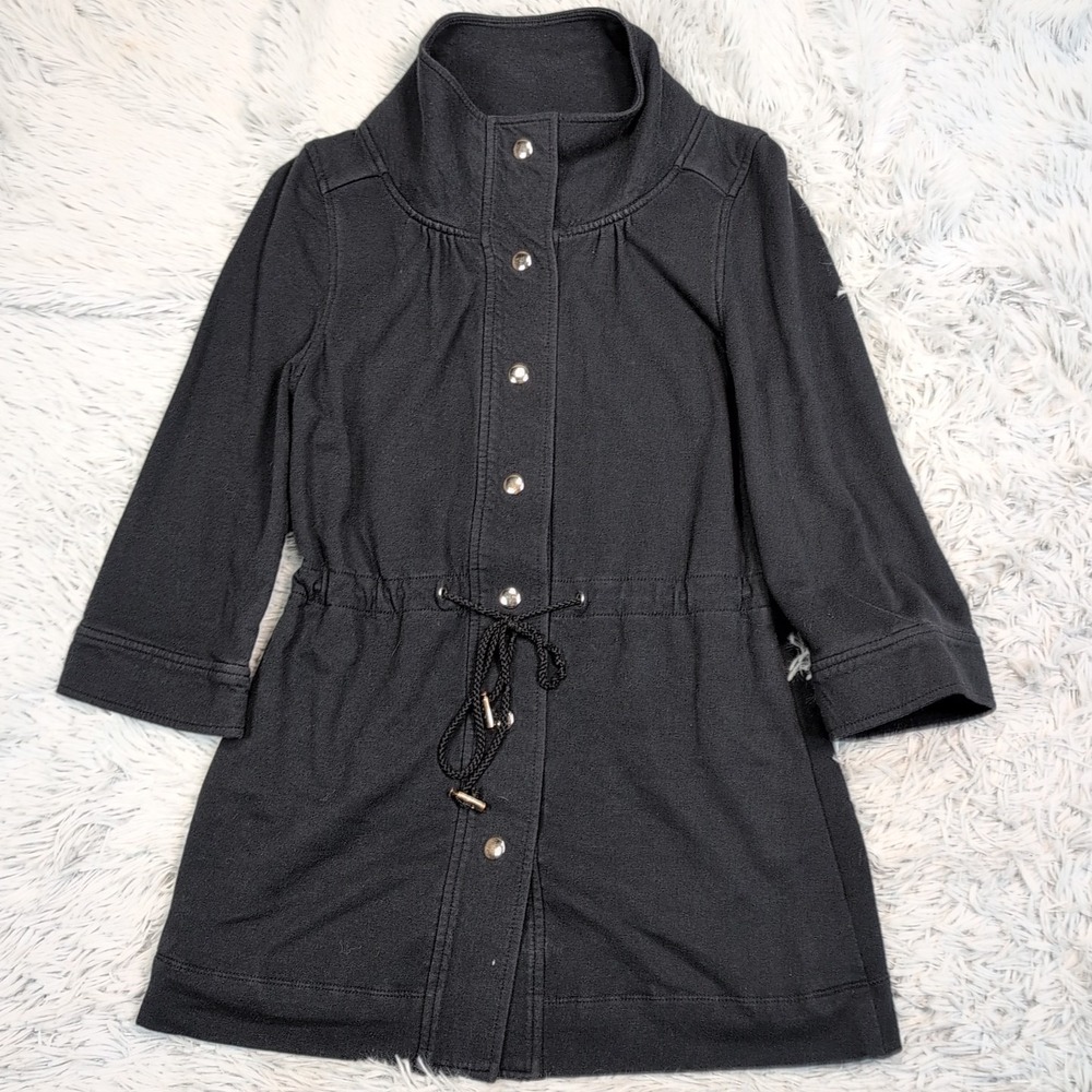 White House Black Market Jacket Womens XS Blue Snap Up Preppy Comfy Pockets